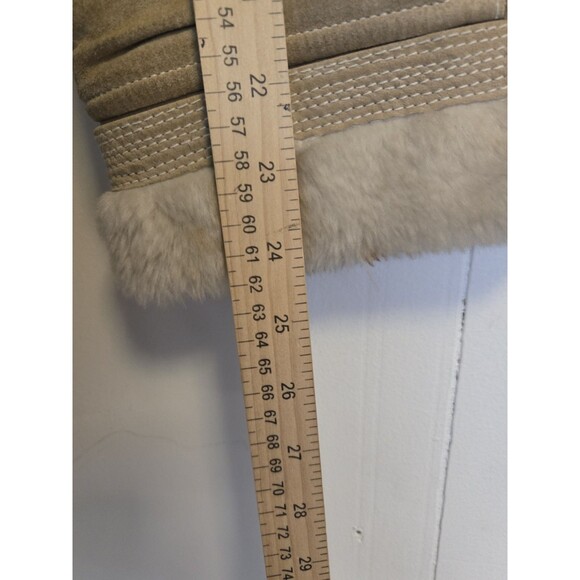 VTG Winlet‎ Leather Coat Jacket  Womens M Faux Fur Lined Tan 80s Suede Leather - Picture 14 of 14